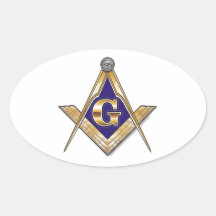 Discreet Blue Square & Compasses Oval Stickers