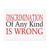 Discrimination Is Wrong postcards