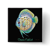 Discus Cichlid Fish Pin buttons