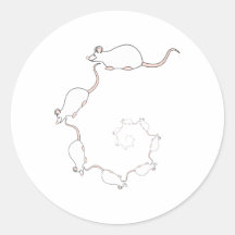 Diseño blanco lindo del ratón. Espiral de ratones Etiqueta Redonda