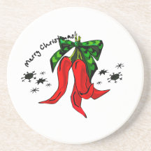 diseño de la pimienta roja de las Felices Navidad  Posavasos Personalizados