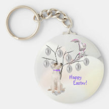 Diseño de plata feliz del huevo de Jack Russell Pa Llavero