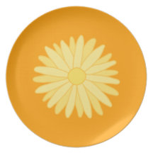 Diseño floral anaranjado y amarillo plato de cena