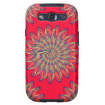 Diseño floral espiral del arco iris - fondo rojo