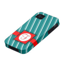 Diseño rayado del trullo, blanco y rojo del monogr iPhone 4/4S carcasas