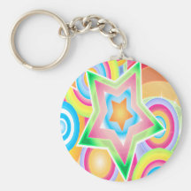 Diseño retro psicodélico del estrellato llavero personalizado