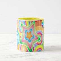 Diseño retro psicodélico del estrellato tazas de café