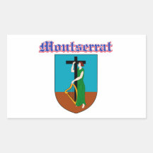 Diseños del escudo de armas de Montserrat del Grun Etiqueta