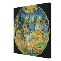 Dish depicting the gathering of manna gallery wrap canvas