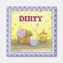 Dishwasher Magnet #2  "Dirty" on Eggs & Flowers