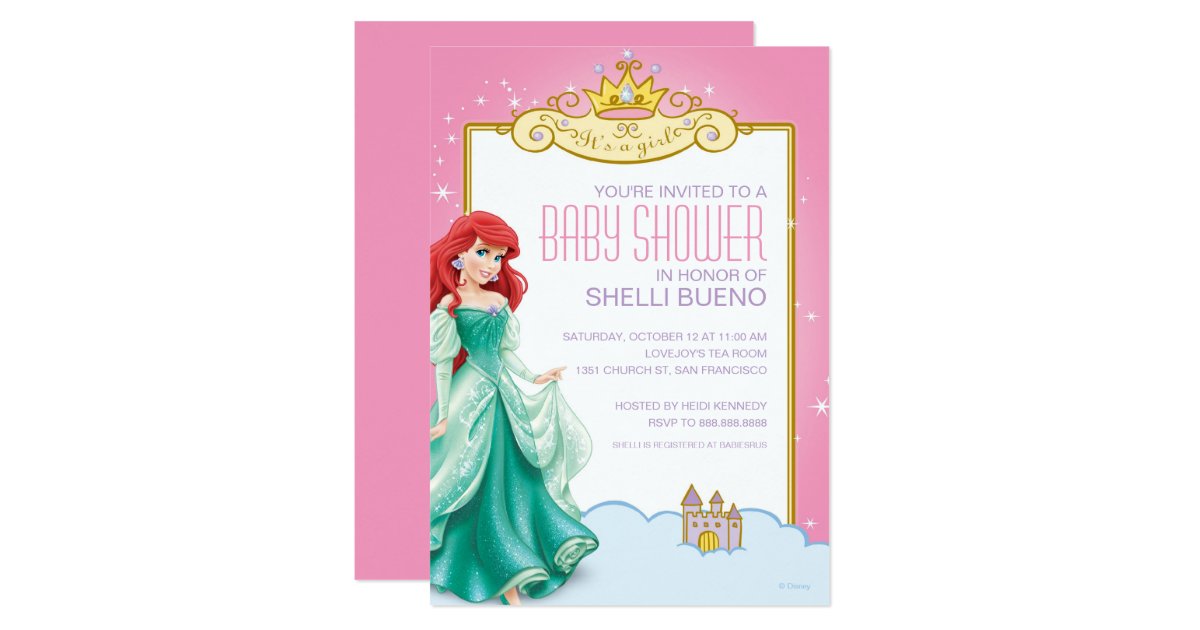 Disney Princess Ariel It's a Girl Baby Shower Card Zazzle