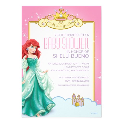 disney princess ariel it s a girl baby shower 5x7 paper baby disney invitations