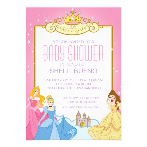 Disney Princess It's a Girl Baby Shower Custom Invitation (front side)