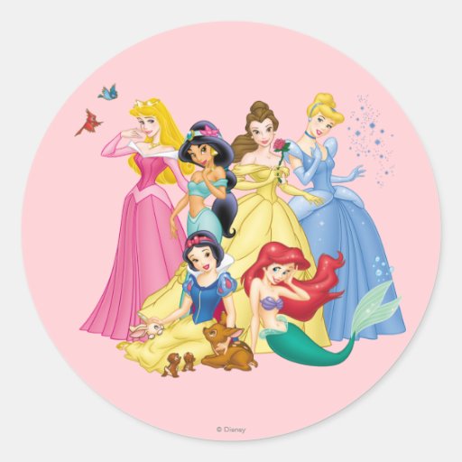 Disney Princesses 3 Classic Round Sticker Zazzle