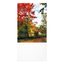 Distant Mill in Autumn Custom Photo Card