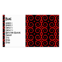 Distinctive Black Swirls (On Red) Business Cards