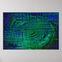 Distorted blue. posters
