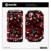 Distorted Red Graphic Decals For HTC Sensation