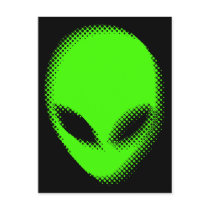 Distorted Space Alien Head Postcards