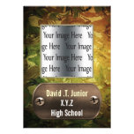 distress green camo Graduation photo Invitation invitations