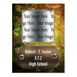 distress green camo Graduation photo Invitation postcards