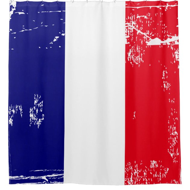 Distress Grunge France Flag French Tricolour Shower Curtain