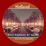 Distressed 2 Round Stickers (AMSTERDAM  AT NIGHT ) stickers