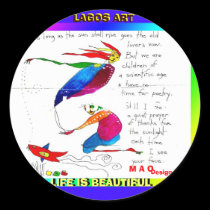 Distressed 2 Round Stickers life (LAGOS ART )