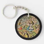 Distressed Alice and Friends Book Cover Double-Sided Round Acrylic Keychain