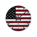 Distressed American Flag Mod Wall Clock