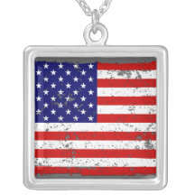 Distressed American Flag Necklace