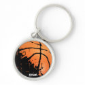 Distressed Basketball with Name Keychains