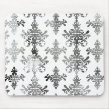 distressed black white intricate damask mousepads