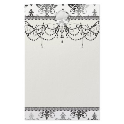 distressed black white intricate damask stationery paper
