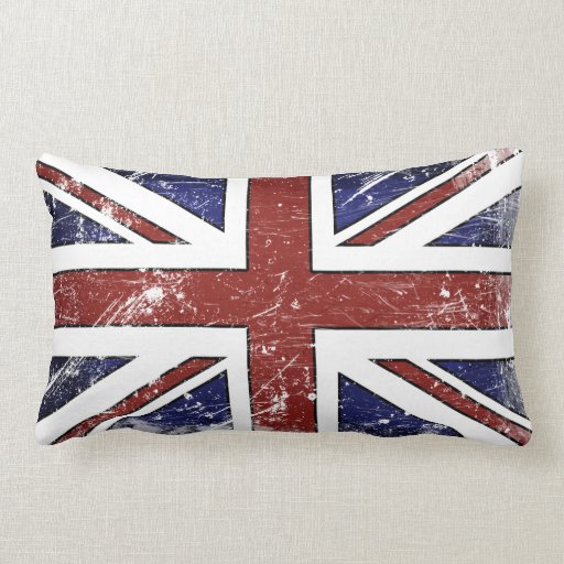 Distressed British Flag Lumbar Throw Pillow