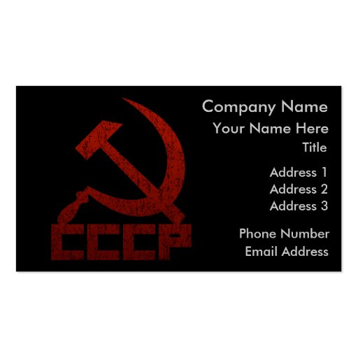 Distressed CCCP with Hammer & Sickle Business Card