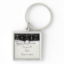 distressed chandelier black white keychain