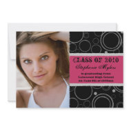 Distressed circles pink graduation announcement invitation