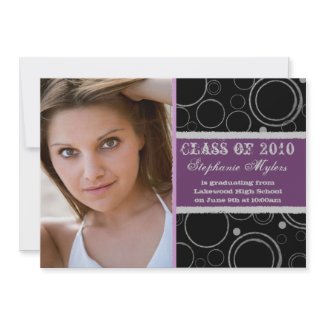 Distressed circles purple graduation announcement invitation