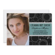 Distressed circles teal graduation announcement invitation