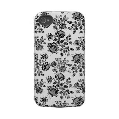 Distressed damask floral rose branch silhouette 4S casemate cases