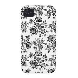Distressed damask floral rose branch silhouette 4S Vibe iPhone 4 Case
