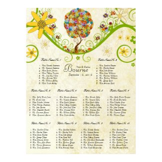 Distressed Damask FlowerTree Seatingchart 10 Table print