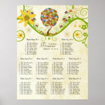 Distressed Damask FlowerTree Seatingchart 10 Table Print
