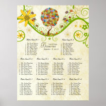 Distressed Damask FlowerTree Seatingchart 10 Table Poster
