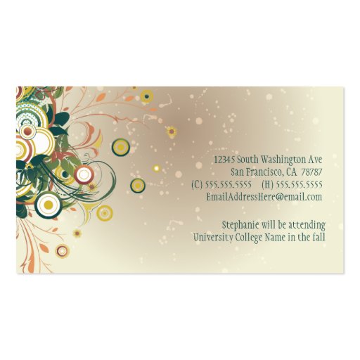 Distressed dark teal swirls graduation name card business card templates (back side)
