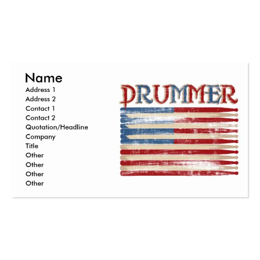 Distressed Drum Stick USA Flag Drummer Tees Gifts Business Card Templates
