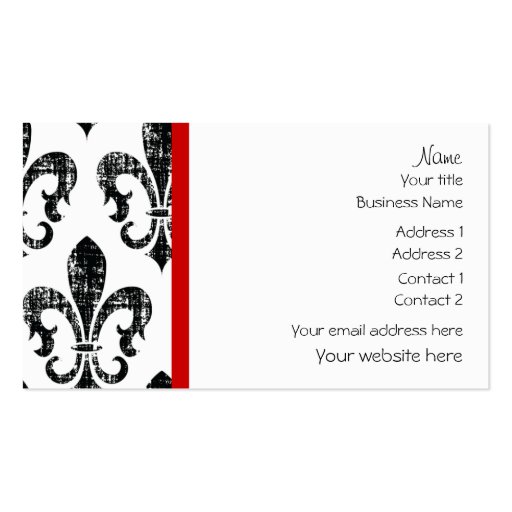 Distressed fleurdelis custom color business card (front side)
