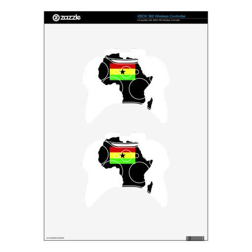 Distressed Ghanian flag and African Silhouette Xbox 360 Controller Skin