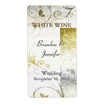 Distressed Golden Flourish Wedding Wine Labels
